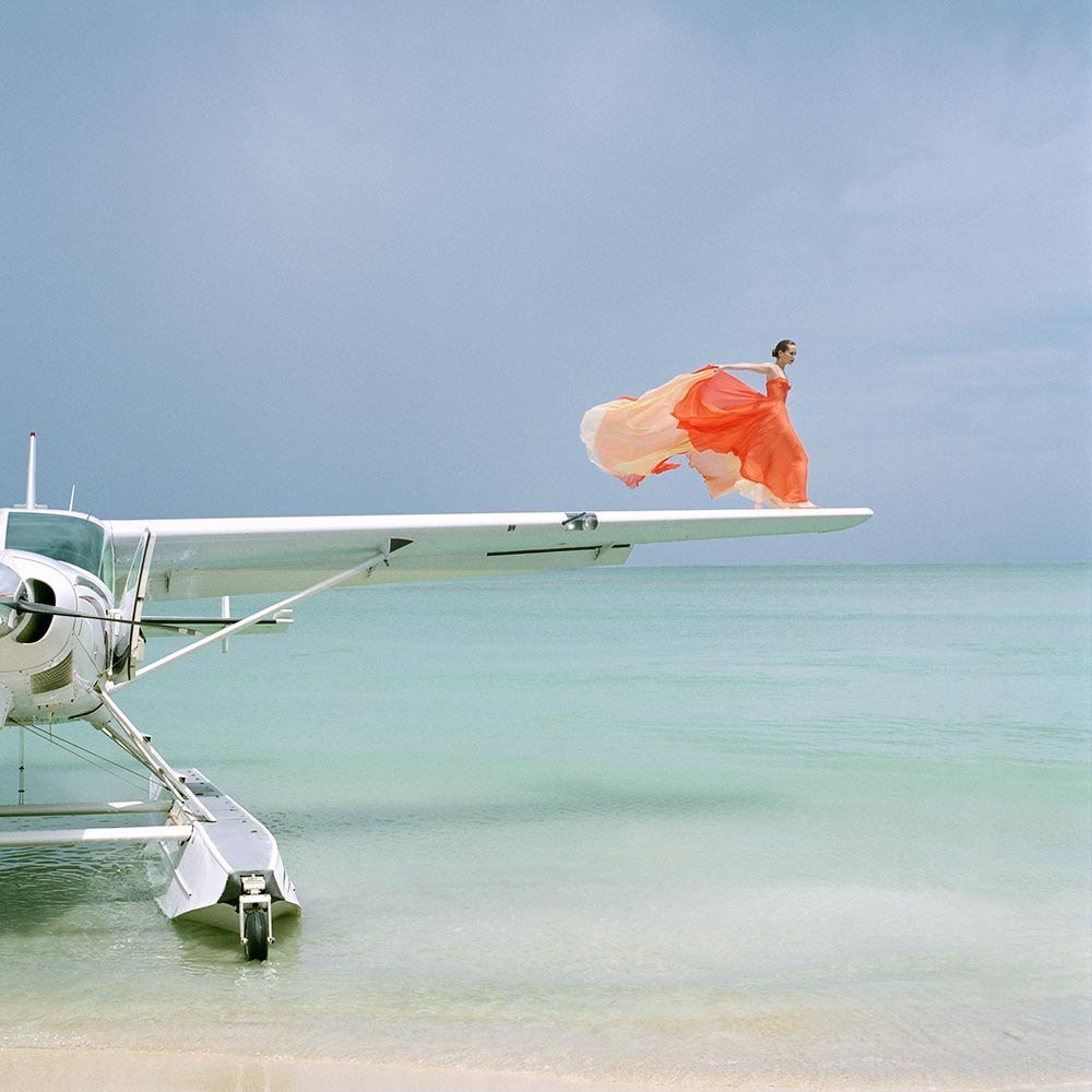 Saori on Sea Plane Wing, Dominican Republic, 2010© Rodney Smith